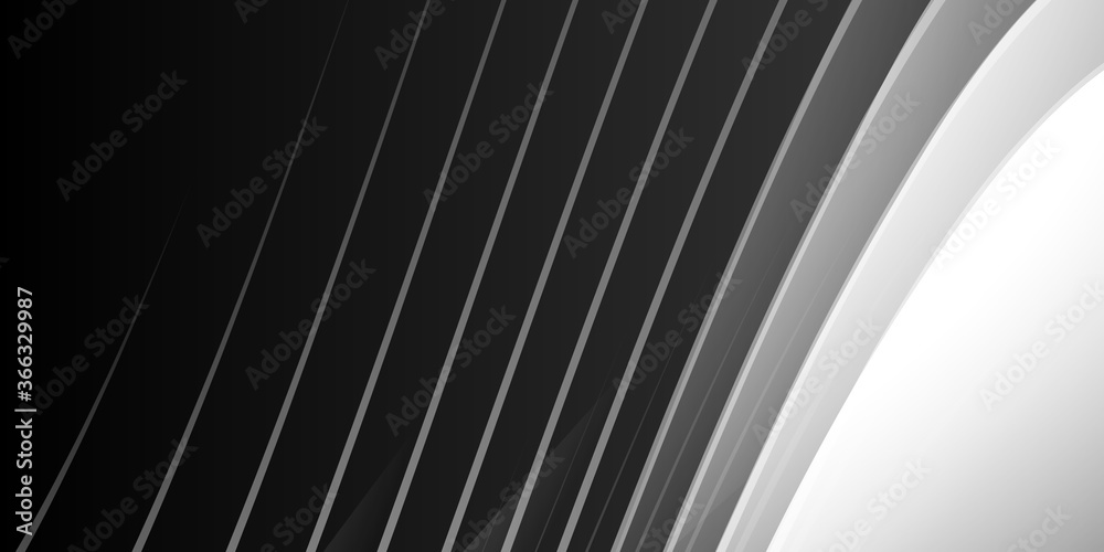 Naklejka premium Abstract geometric pattern luxury shiny white curve wave lines with black background. Vector illustration