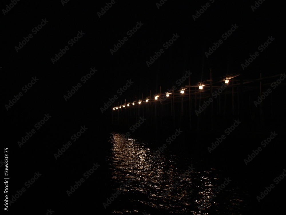 Night view of the river bridge with lights Night view of the river bridge with lights