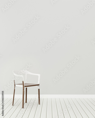 Comfort space in house. White room with armchair. modern interior design. -3d rendering