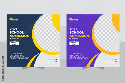 back to school web banner template, admission promotion social media post template design, education advertisement