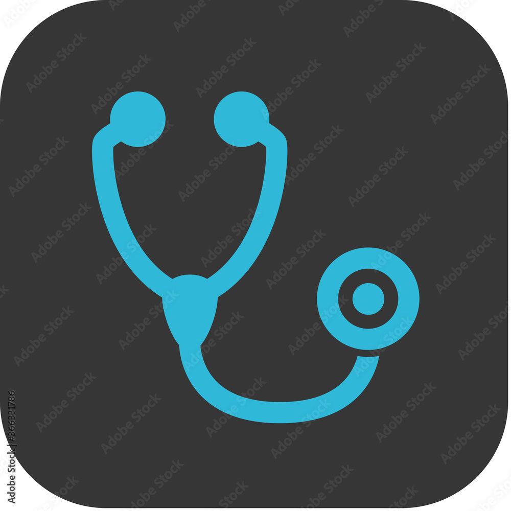 An icon with a stethoscope resembling medical applications, clinical applications, medications and hospitals An icon with a stethoscope resembling medical applications, clinical applications, medications and hospitals