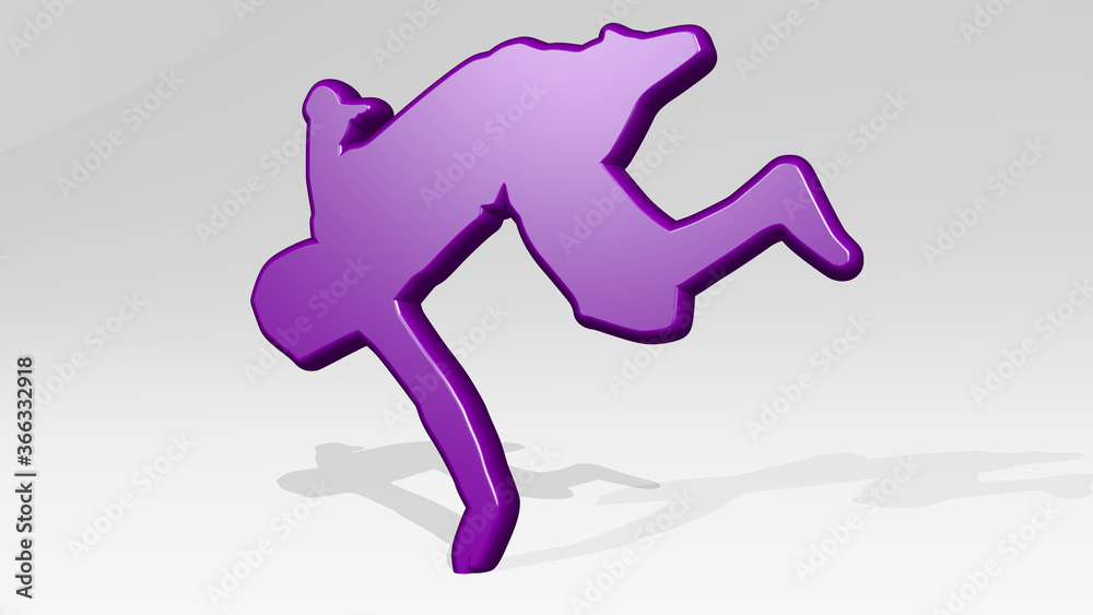 dancer made by 3D illustration of a shiny metallic sculpture with the shadow on light background. dancing and beautiful dancer made by 3D illustration of a shiny metallic sculpture with the shadow on light background. dancing and beautiful