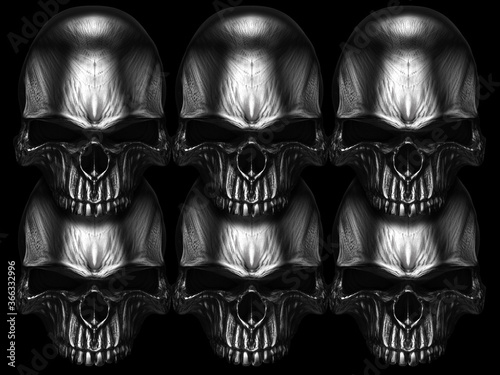 Six heavy metal sngry demon skulls photo