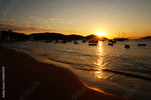 Sunset at the beach, Buzios, Brasil photo