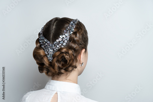 Принти на полотні Close-up portrait beauty girl woman lady, volume hair-do