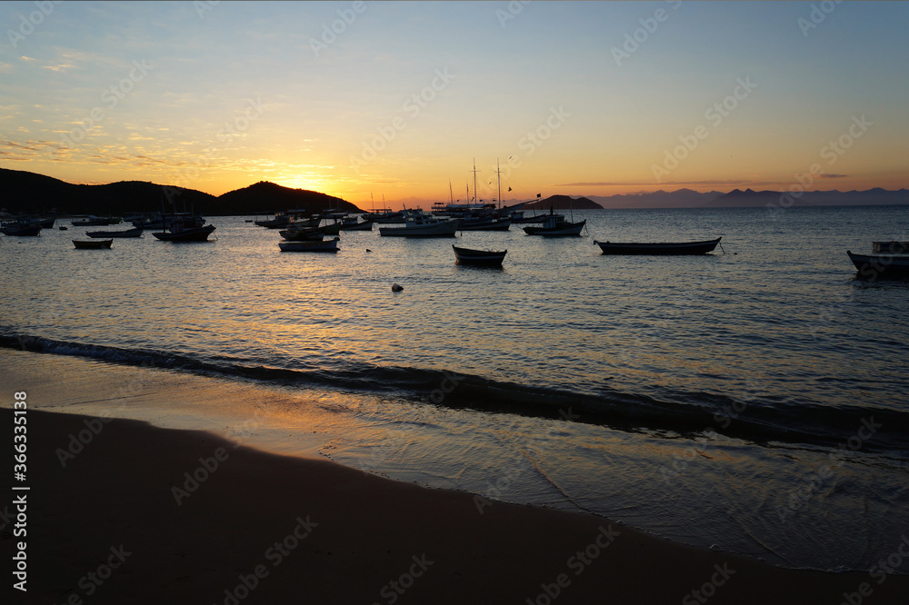 Fototapeta premium Sunset at the beach, Buzios, Brasil