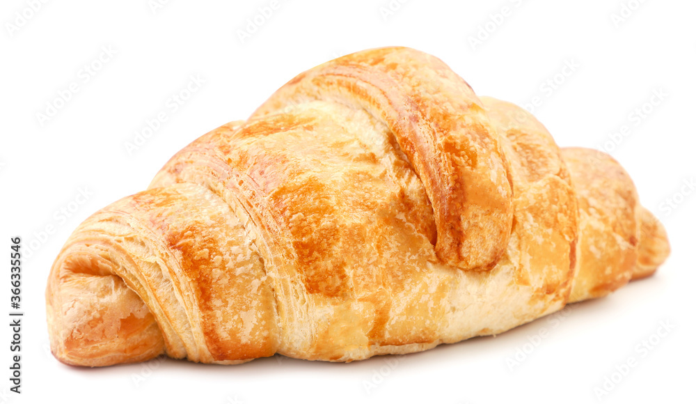 Fresh croissant on a white plate. Isolated