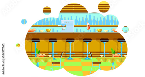 Bar counter of a cafeteria and restaurant in vector design