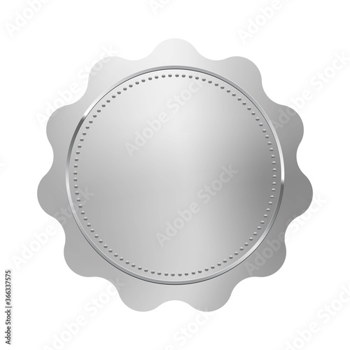 Silver stamp isolated on white background. Luxury seal. Vector design element.