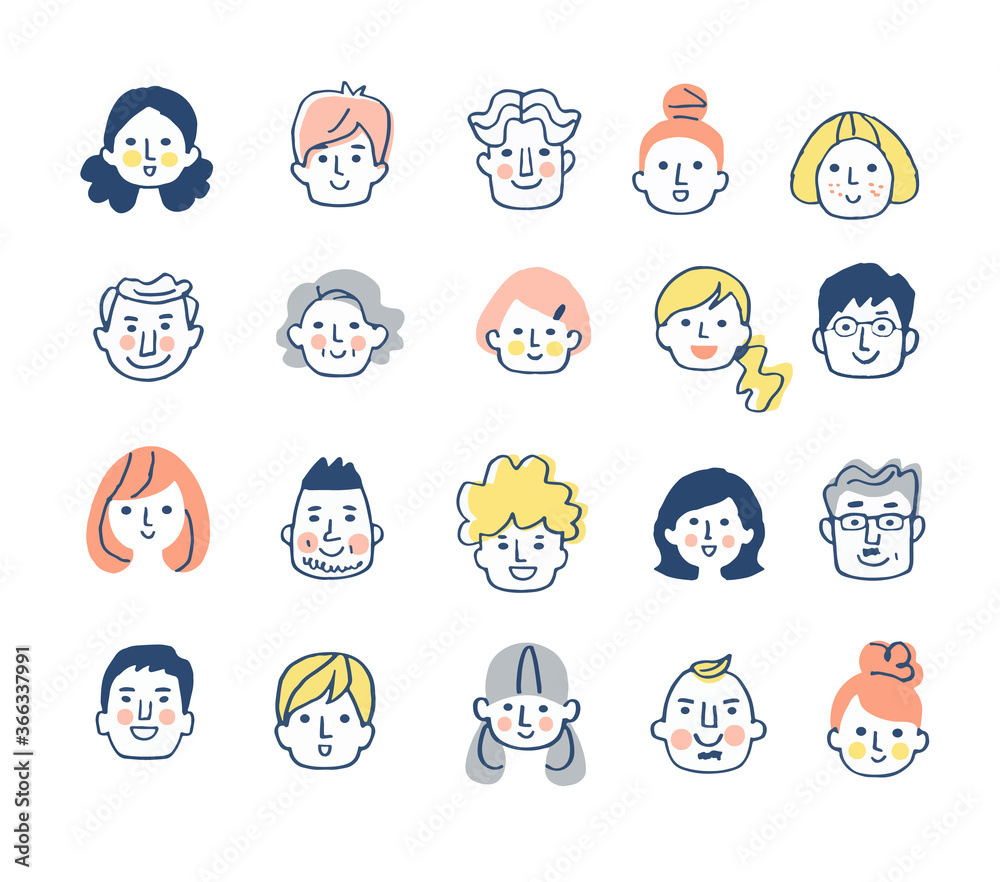 様々な人物の顔 セット Stock イラスト Adobe Stock 様々な人物の顔 セット Stock イラスト Adobe Stock