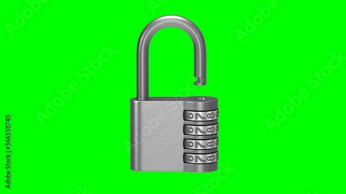 padlock on green background. Isolated 3D render