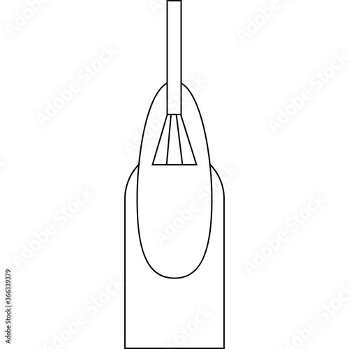 Hand finger with a nail painted with a brush. Manicure salon. Isolated vector object on white background. EPS 10