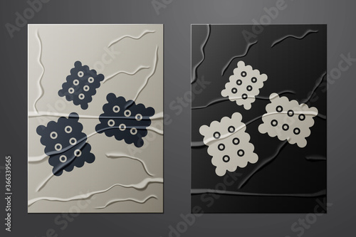 White Cracker biscuit icon isolated on crumpled paper background. Sweet cookie. Paper art style. Vector Illustration.