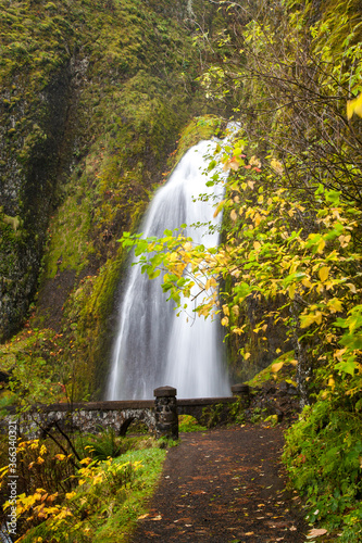 Upper Wahkeena falls in the Columbia River Gorge east of Portland  Oregon.