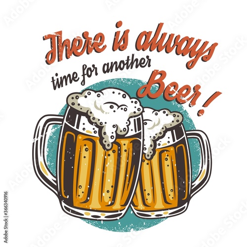 T-shirt colored print with beer mug with foam