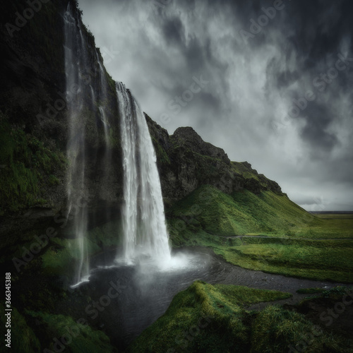 Seljalandsfoss waterfall in South Iceland. Beautiful nature landscape