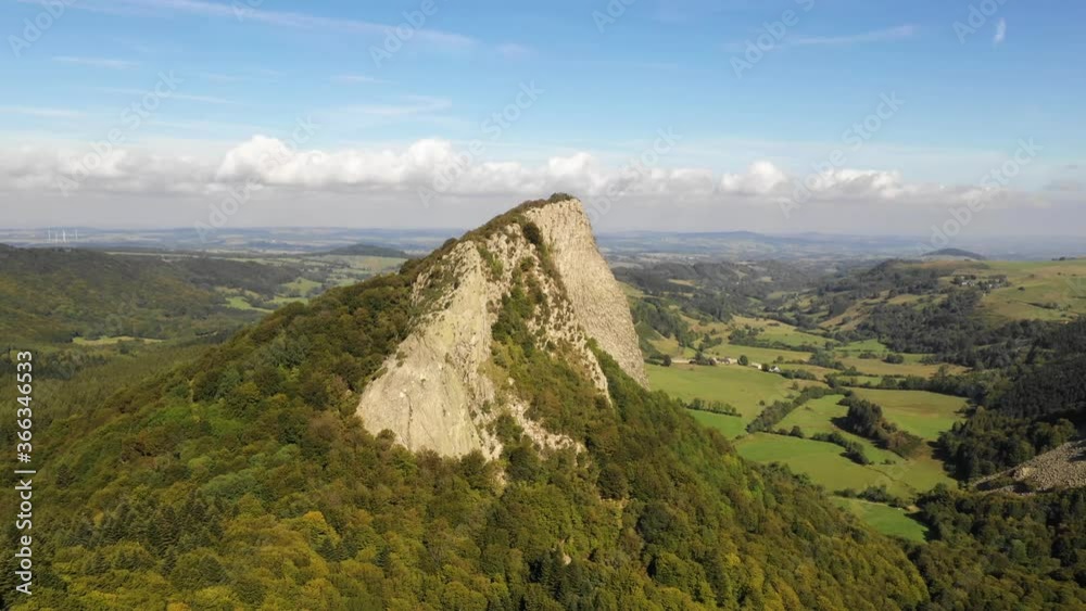 Steep Cliff and Summer Landscape in Auvergne France Steep Cliff and Summer Landscape in Auvergne France
