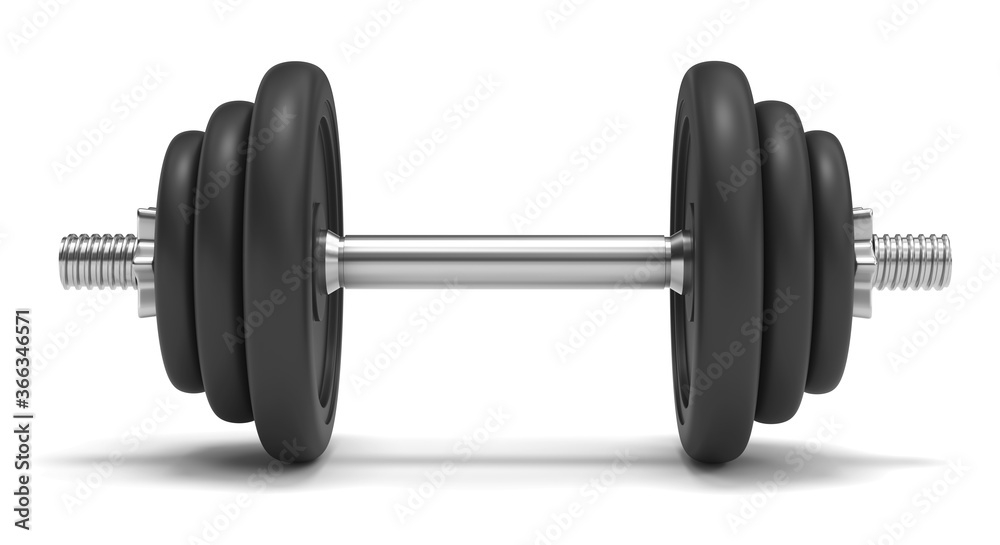 Dumbbell isolated on white background 3d rendering Dumbbell isolated on white background 3d rendering