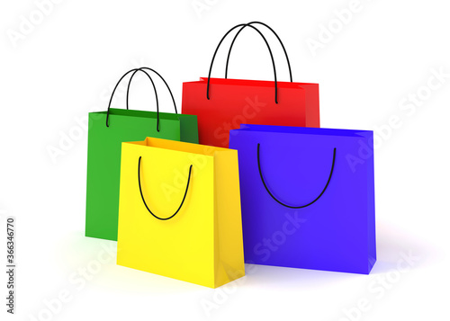Colorful shopping bags 3d rendering