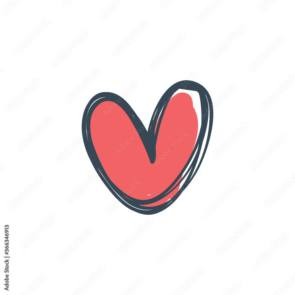 Heart doodle icon, symbol of love. Hand drawn illustration. Heart doodle icon, symbol of love. Hand drawn illustration.
