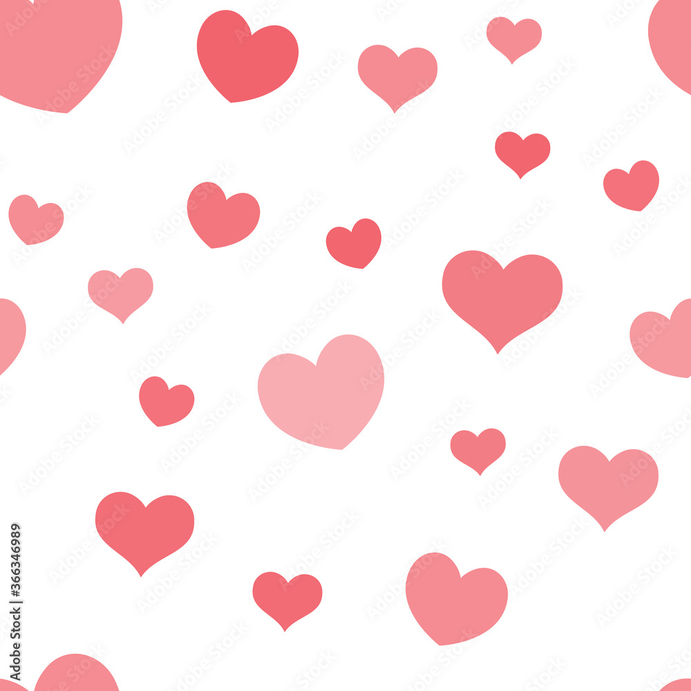 Hearts seamless pattern. Loop texture background of heart icons. Romance and love design.