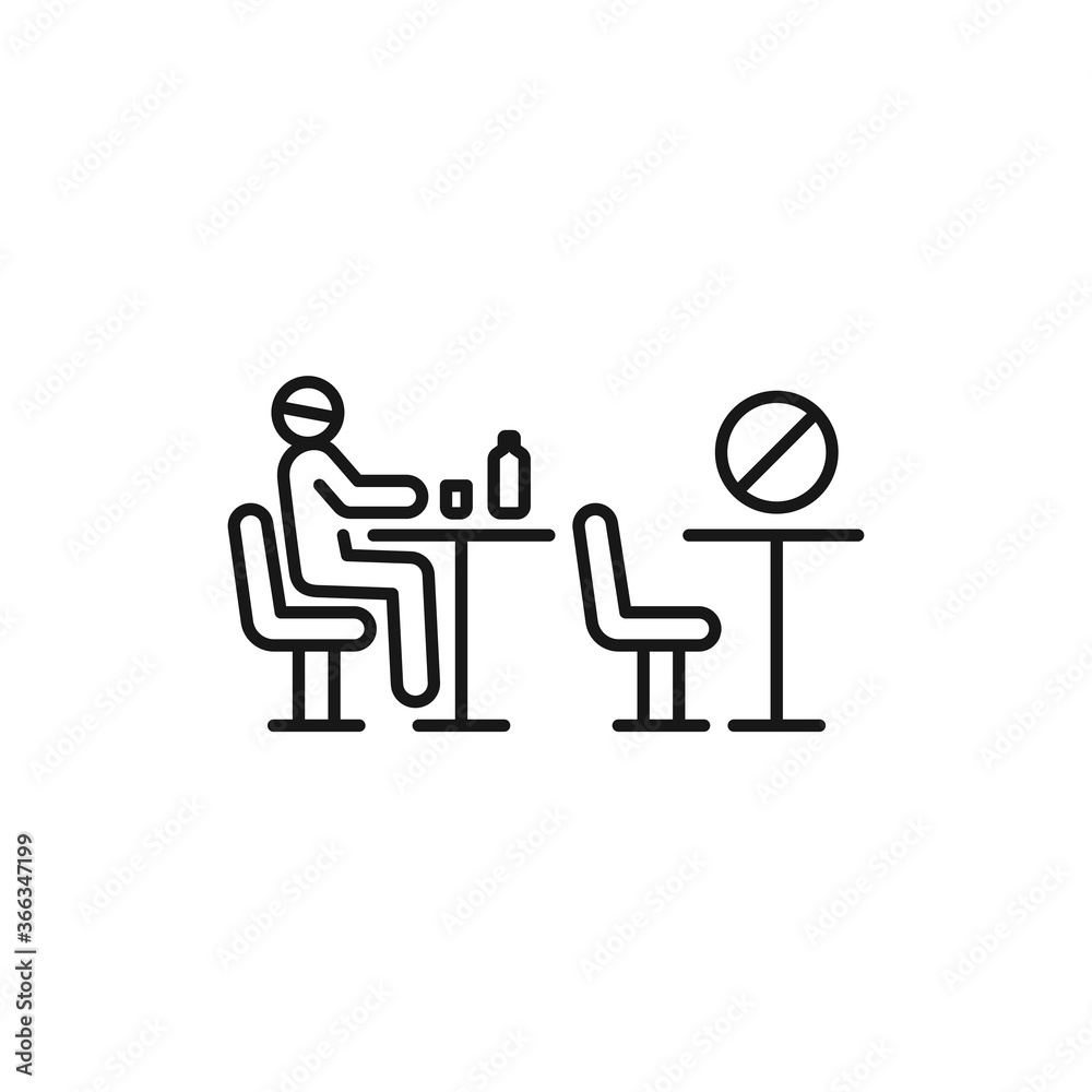 Man sitting in cafe black line icon. Safe travel. Pictogram for web, mobile app, promo. UI UX design element. Man sitting in cafe black line icon. Safe travel. Pictogram for web, mobile app, promo. UI UX design element.