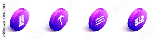 Set Isometric Buying drugs online on phone, Psilocybin mushroom, Cocaine or heroin drug and Stacks paper money cash icon. Vector.
