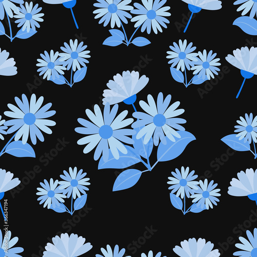 Blue seamless floral pattern