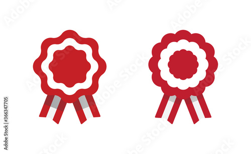 Peruvian cockade vector illustration. National symbol with Peru flag colors. Red and white rosette ribbon.