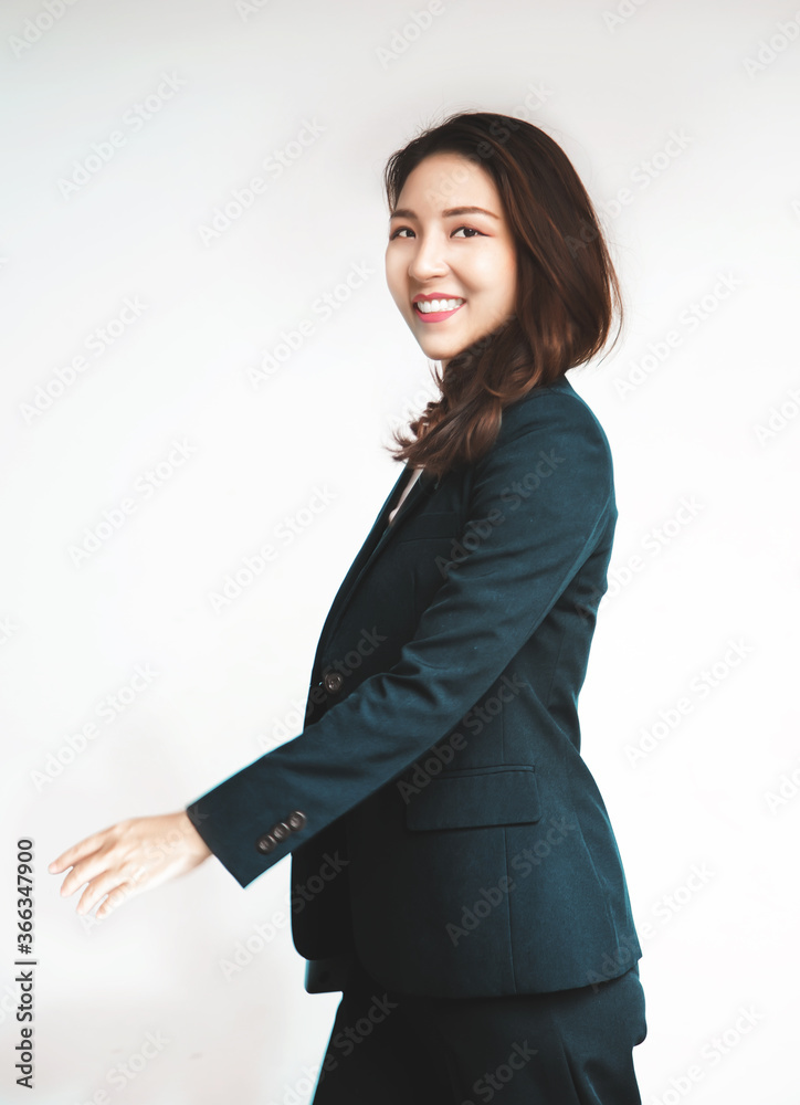 asian woman smart walking with formal business suite side view asian woman smart walking with formal business suite side view