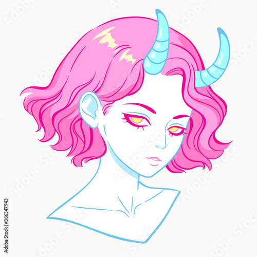 portrait of cute colorful magic girl