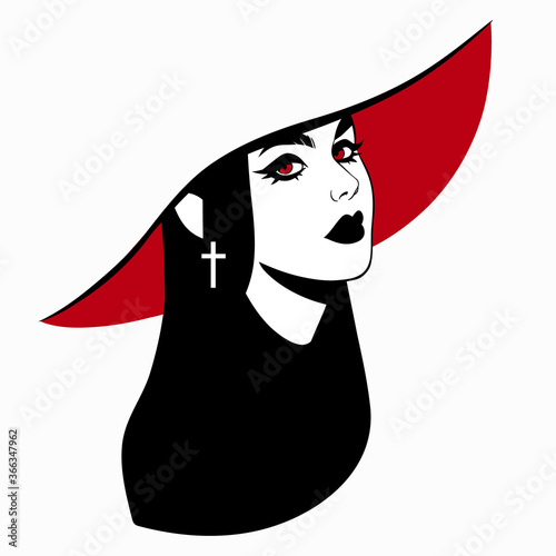 beautiful elegant vampire girl in hat