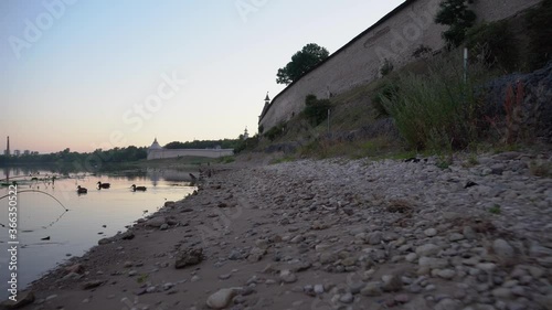 fortress morning river and ducks