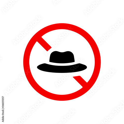 vector illusion icon of prohibited Hat with red circle and glyph icon