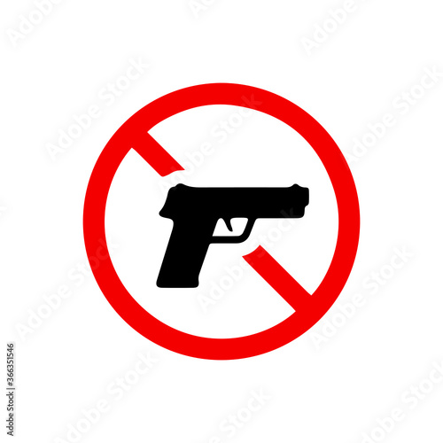vector illusion icon of prohibited Gun with red circle and glyph icon