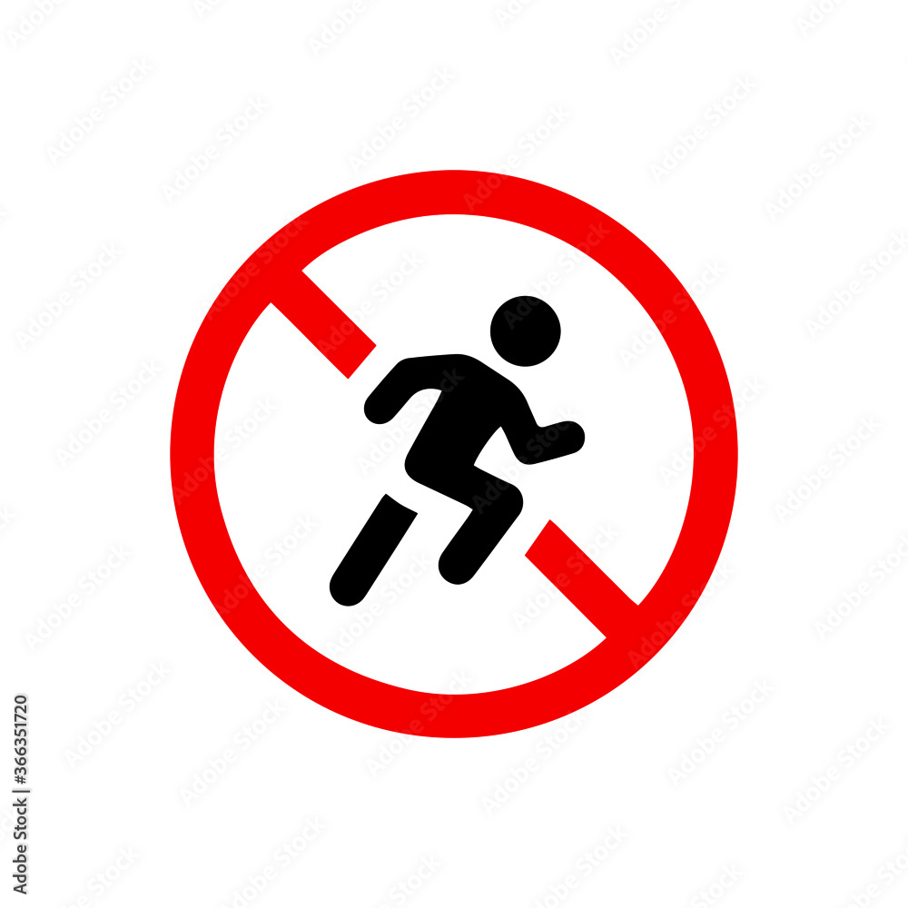 vector illusion icon of prohibited Run with red circle and glyph icon vector illusion icon of prohibited Run with red circle and glyph icon