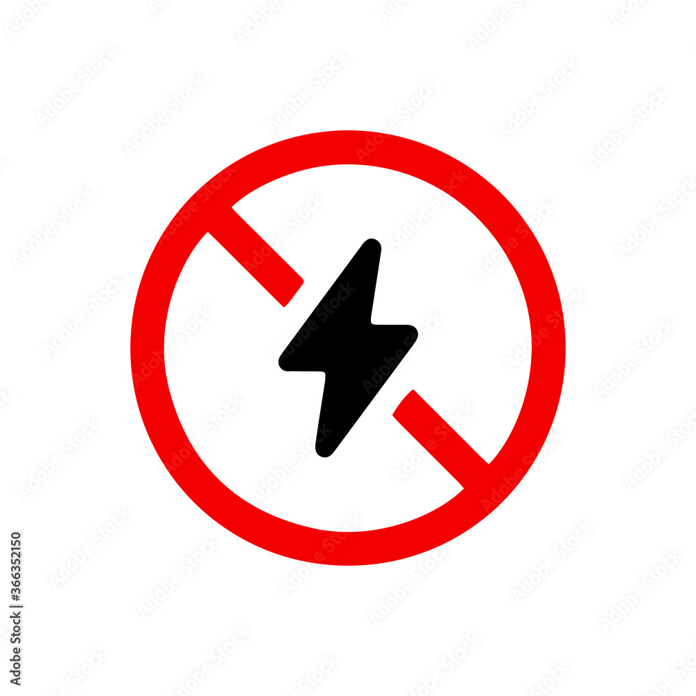 vector illusion icon of prohibited Electricity with red circle and glyph icon vector illusion icon of prohibited Electricity with red circle and glyph icon