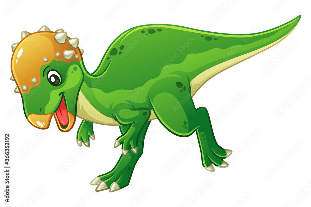Little Pachycephalosaurus Cartoon Illustration