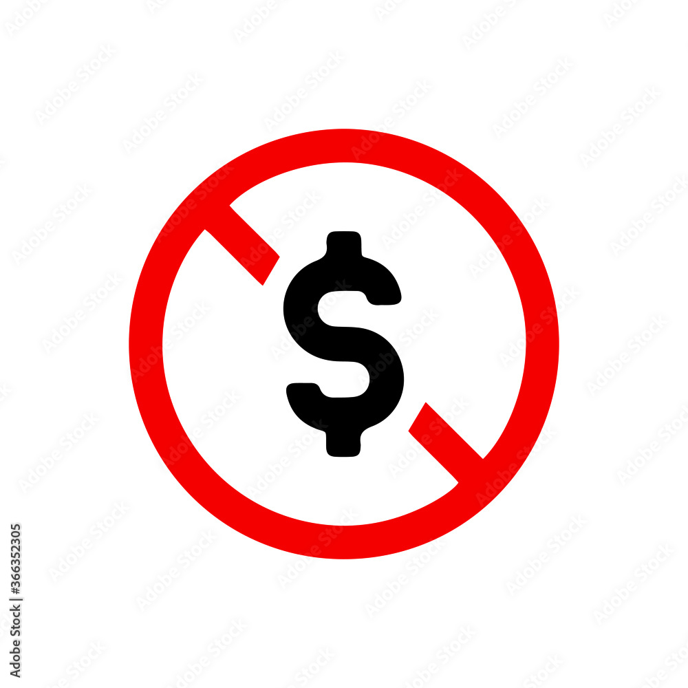 vector illusion icon of prohibited Dollar with red circle and glyph icon vector illusion icon of prohibited Dollar with red circle and glyph icon