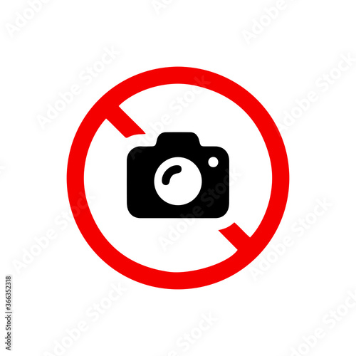 vector illusion icon of prohibited Camara with red circle and glyph icon
