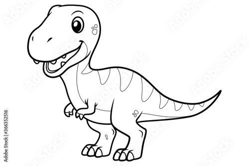 Little Tyrannosaurus Cartoon Illustration BW