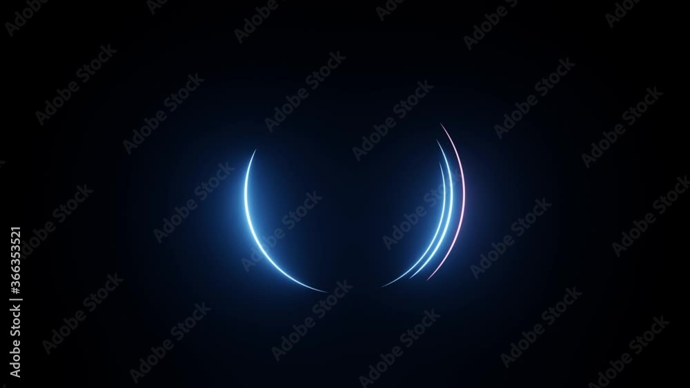 Blue and purple neon circles abstract futuristic motion background. Loop animation. Video animation Ultra HD 4K 3840x2160