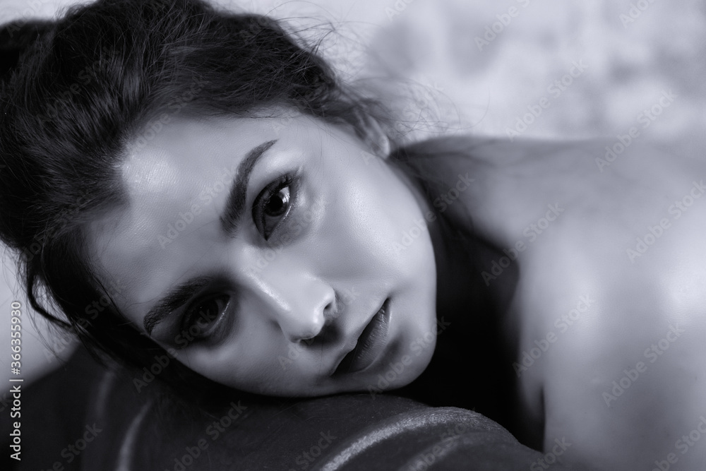 1000px x 667px - Nude art sexy women studio photo black and white Stock Photo | Adobe Stock