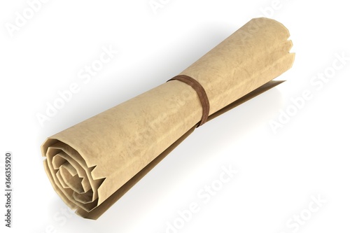 3d illustration of a scroll rolled up
