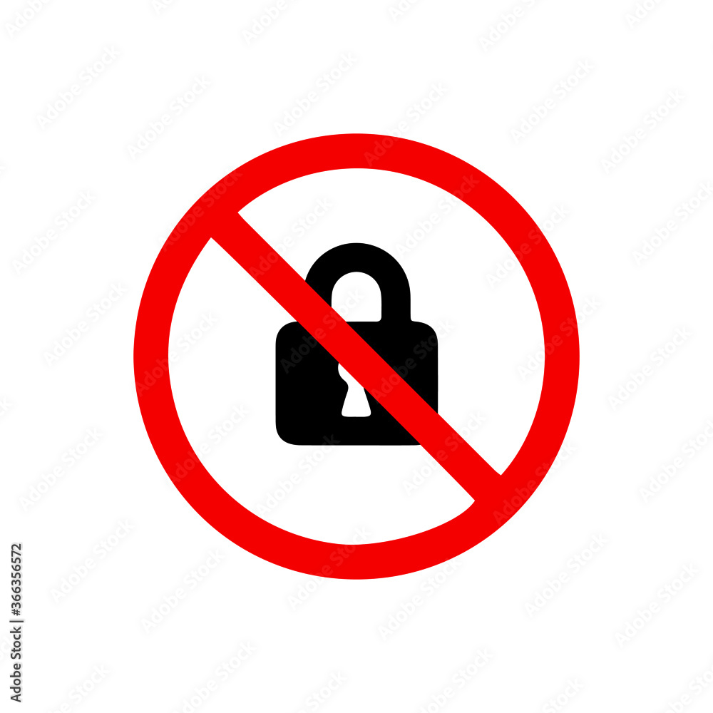 vector illusion icon of prohibited Lock with red circle on glyph icon vector illusion icon of prohibited Lock with red circle on glyph icon
