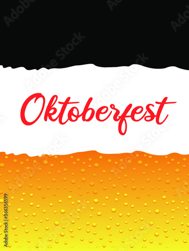 Oktoberfest - vertical poster in the colors of the German flag and bubbly beer texture