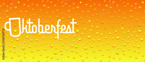 Oktoberfest beer festival vector poster with beer, bubbles background. Banner event with beverage ale backdrop illustration