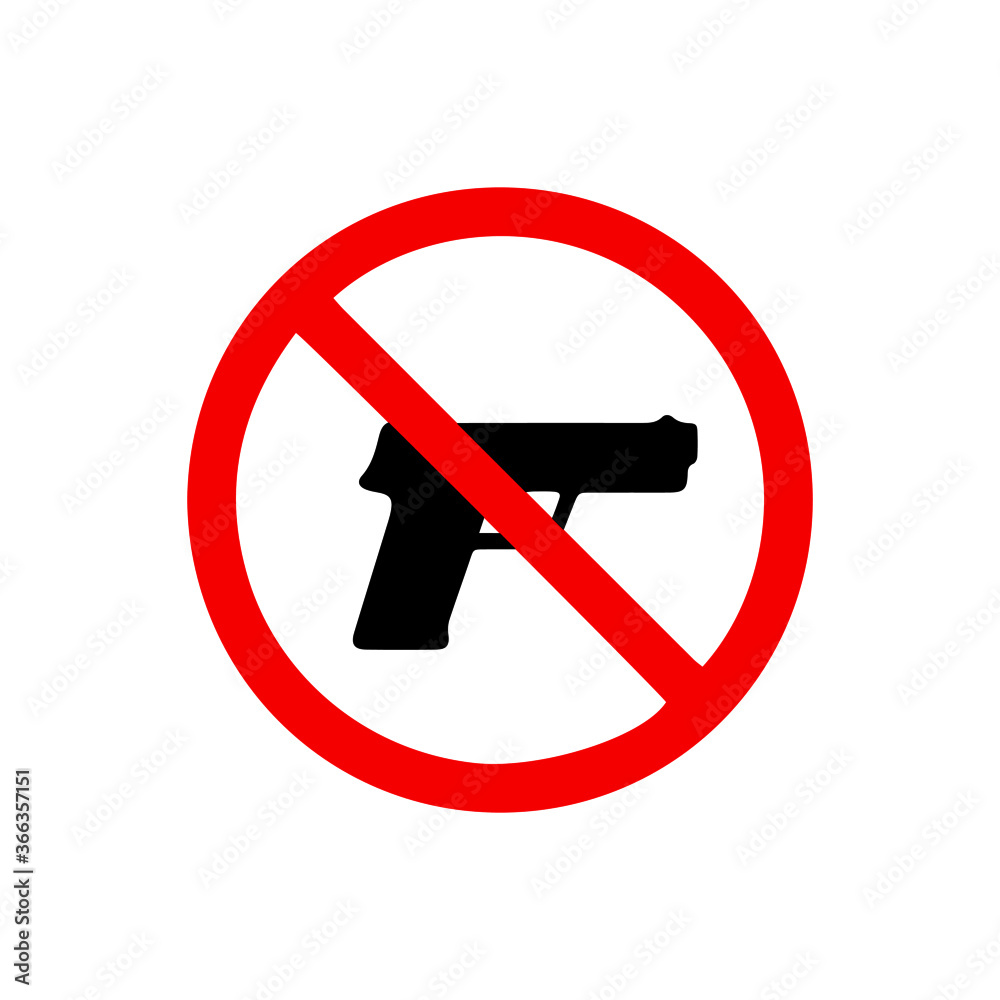 vector illusion icon of prohibited Gun with red circle on glyph icon vector illusion icon of prohibited Gun with red circle on glyph icon