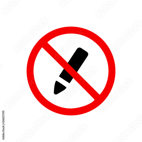 vector illusion icon of prohibited Color pencil with red circle on glyph icon