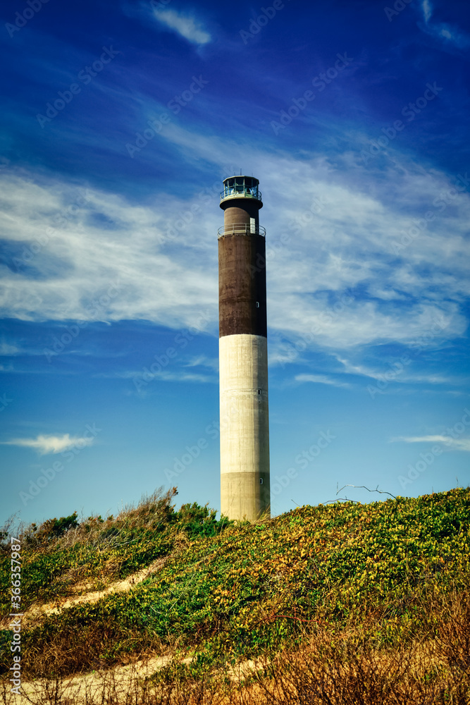 A beautiful landscape of the Oak Island lighthouse in North Carolina. 